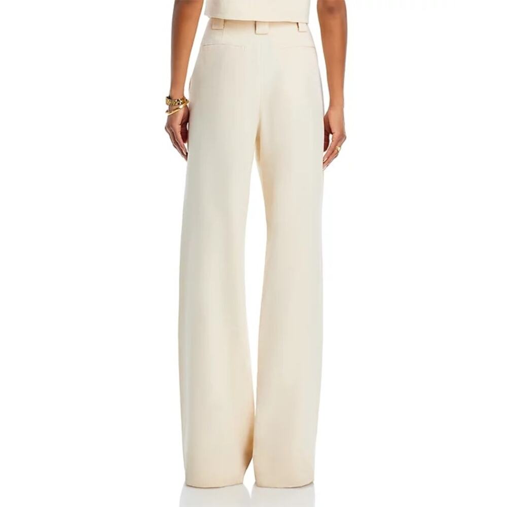 A. L.C. Tommy II Sewn-in Waistband Pleated Pants Wide-Leg Bone Size 0 NWT - Picture 3 of 12
